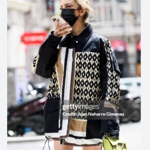 Valentino | Black and Tan Graphic Archive Nylon Jacket Logo